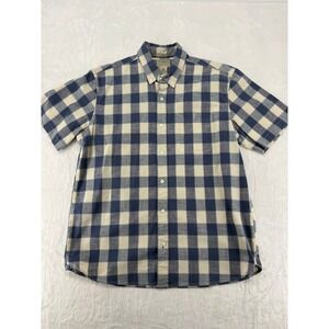 L.L.Bean Button Down Mens M Shirt Blue Plaid Traditional Fit Short Sleeve 514024